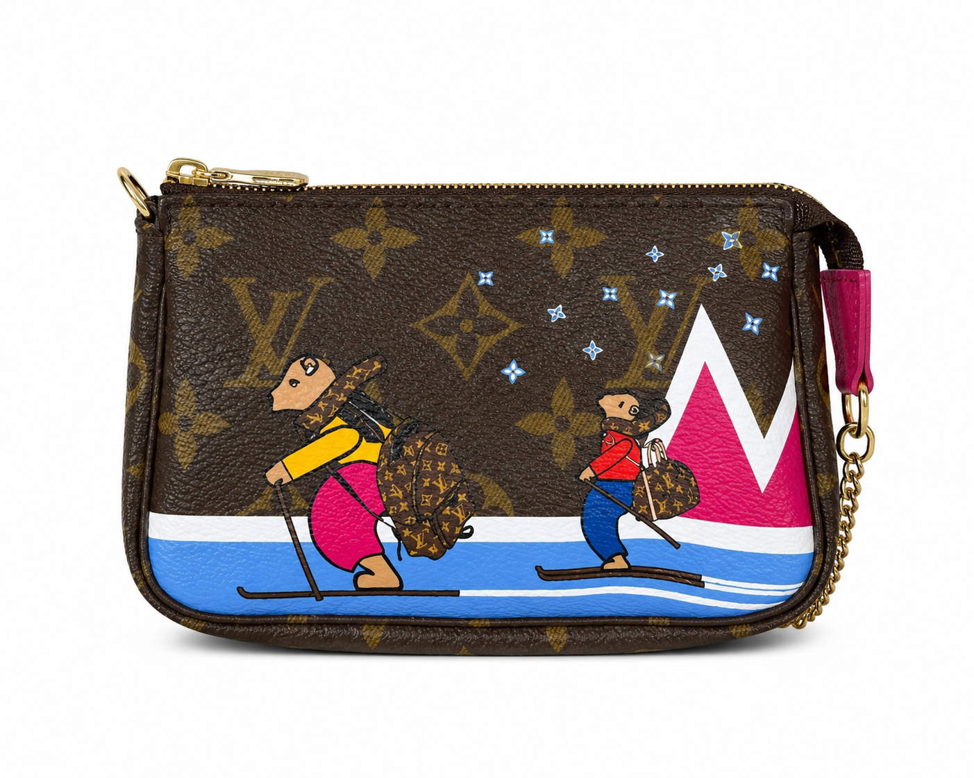 Louis Vuitton Mini Pochette Accessories Ski Bear Holiday Collection Monogram Brown Multicolour