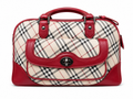 Burberry Nova Check Hand Bag Canvas Burgandy