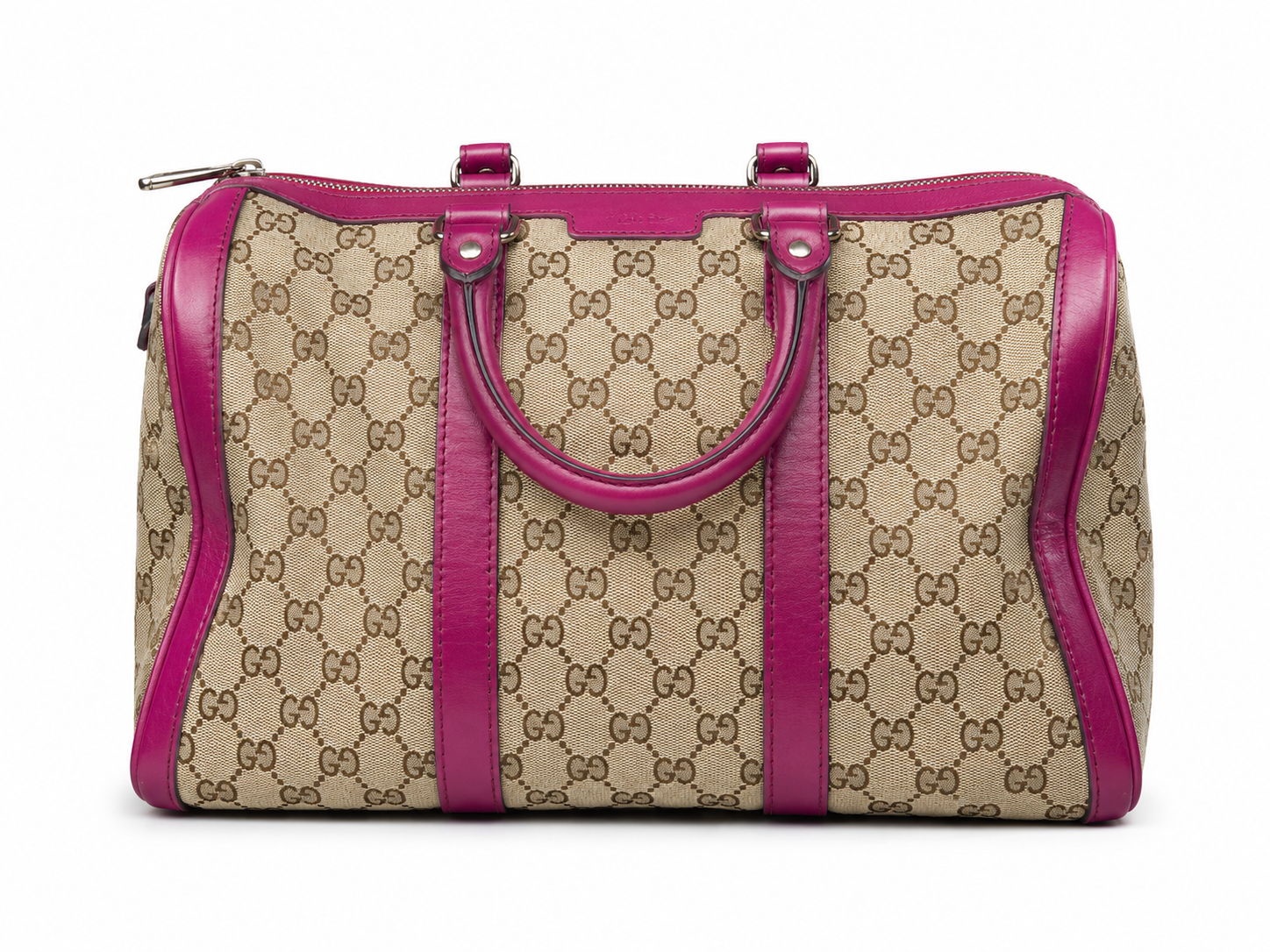 Gucci GG Canvas Boston Bag In Beige And Purple