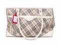 Burberry Nova Check Handbag Canvas Burgundy