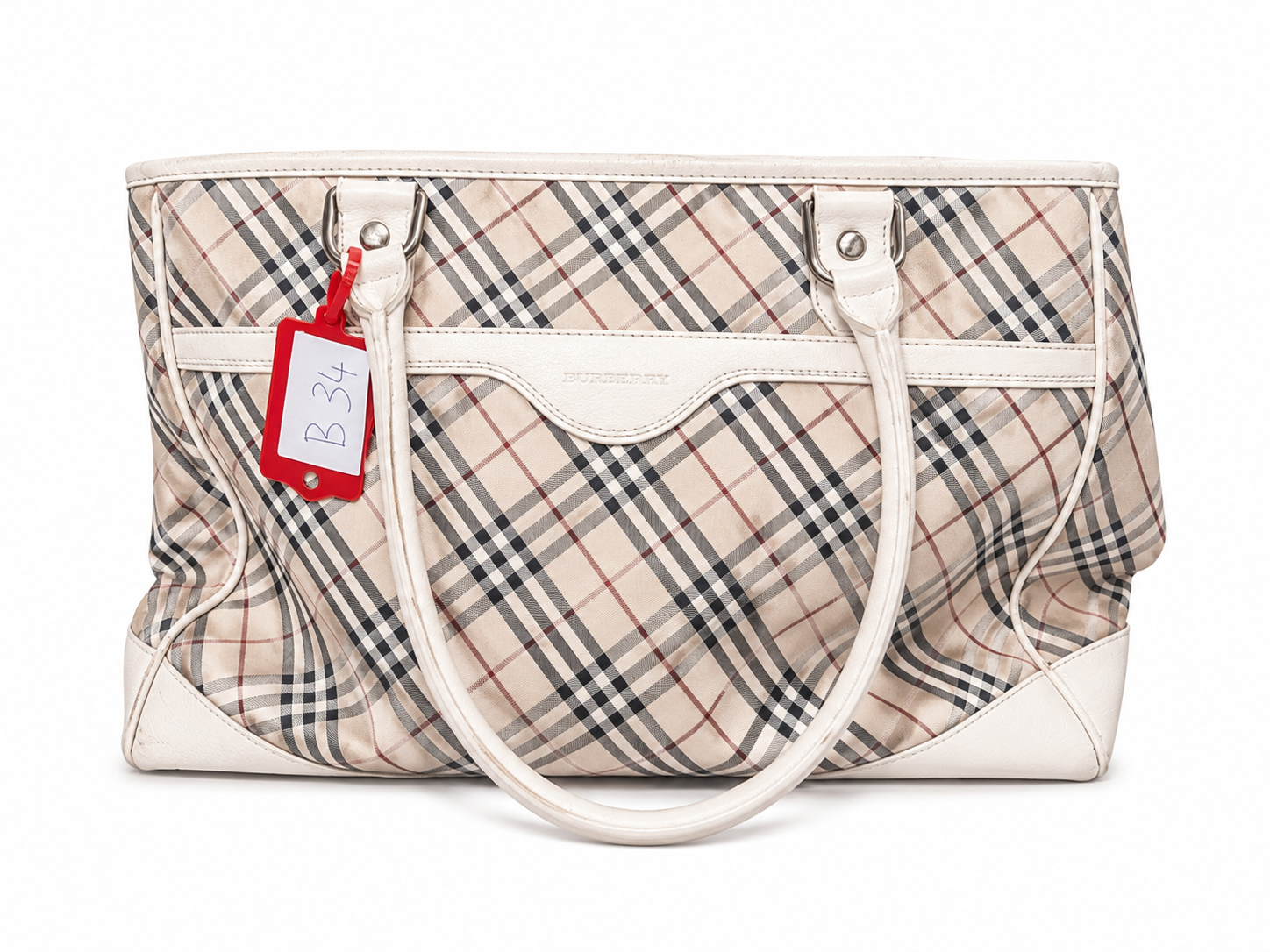 Burberry Nova Check Handbag Canvas Burgundy